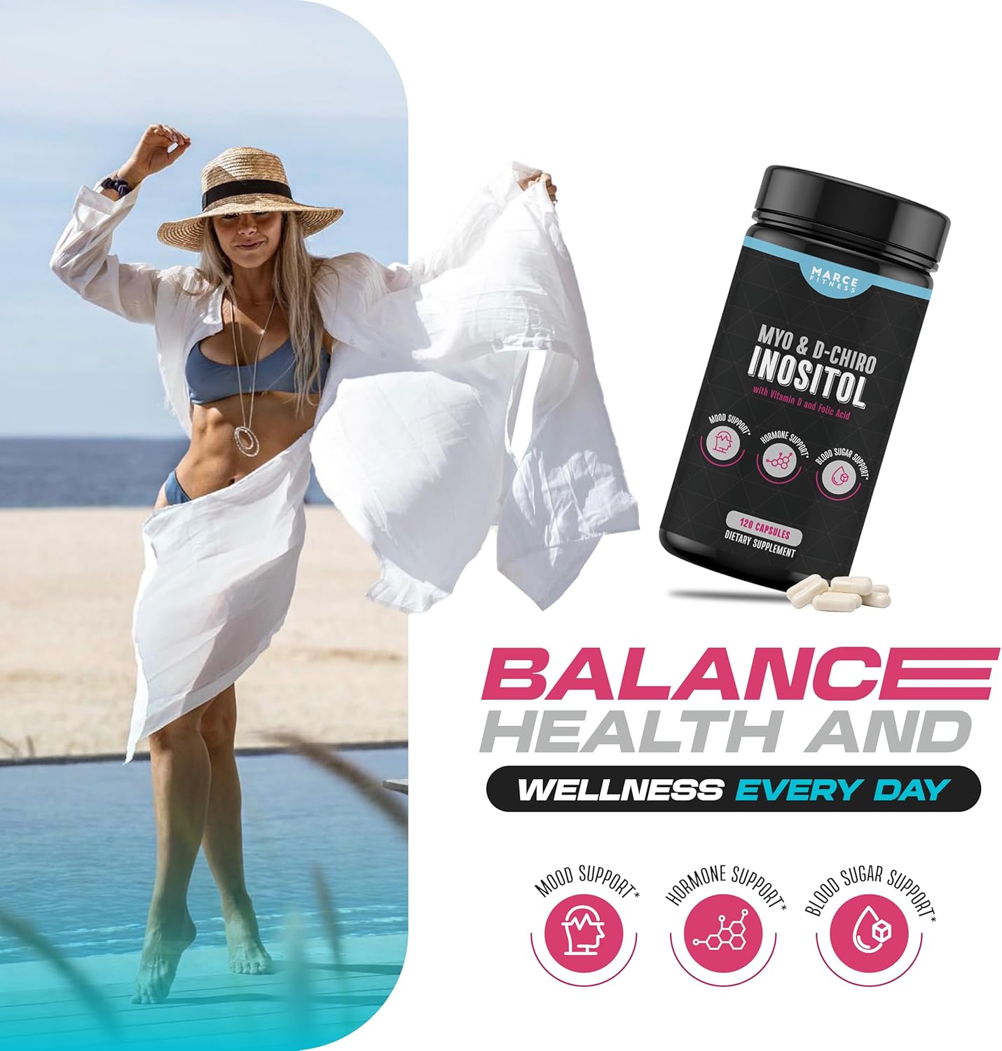 MARCE FITNESS Myo & D-Chiro Inositol Capsules for Improved Health and Wellness