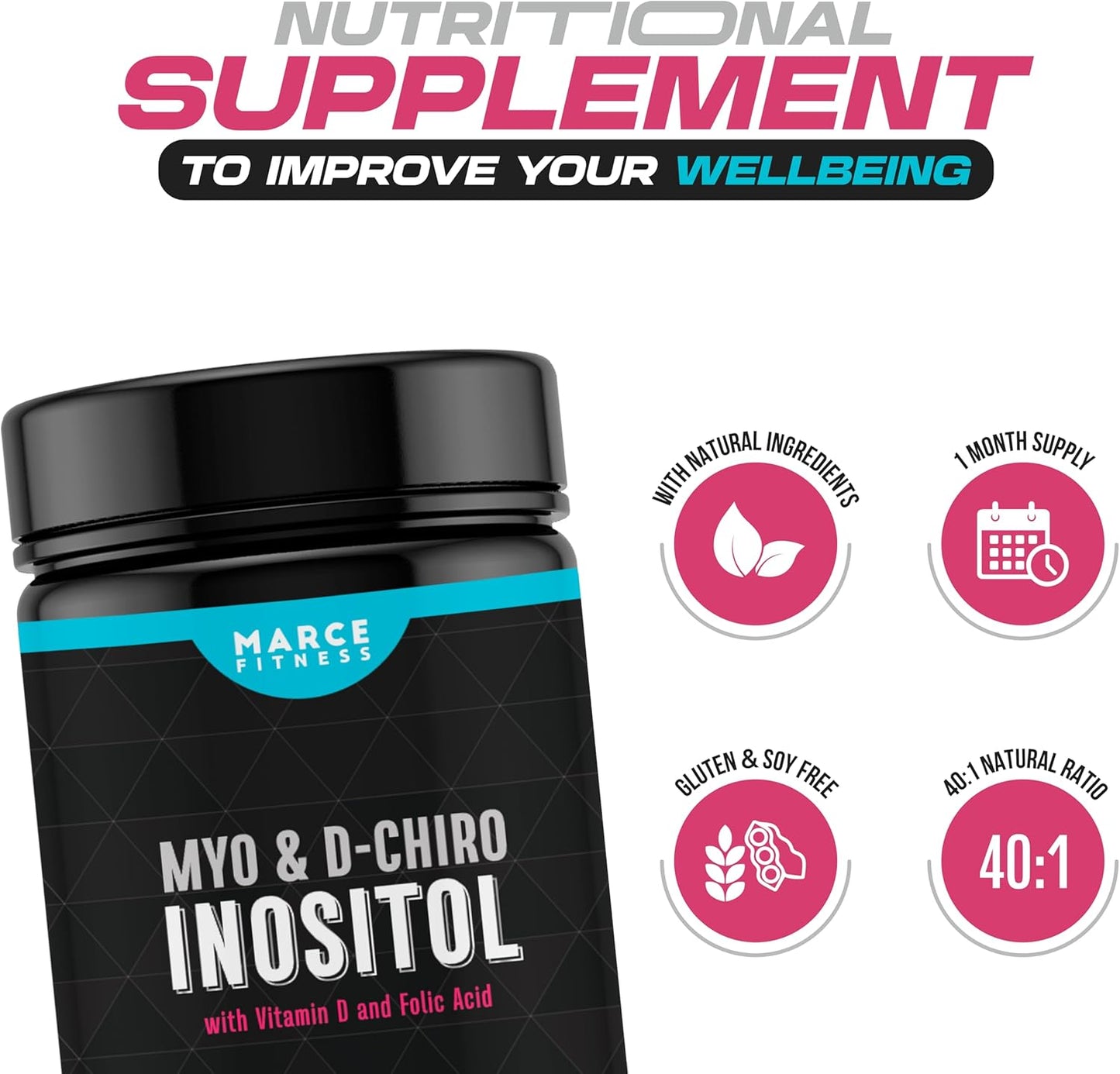 MARCE FITNESS Myo & D-Chiro Inositol Capsules for Improved Health and Wellness