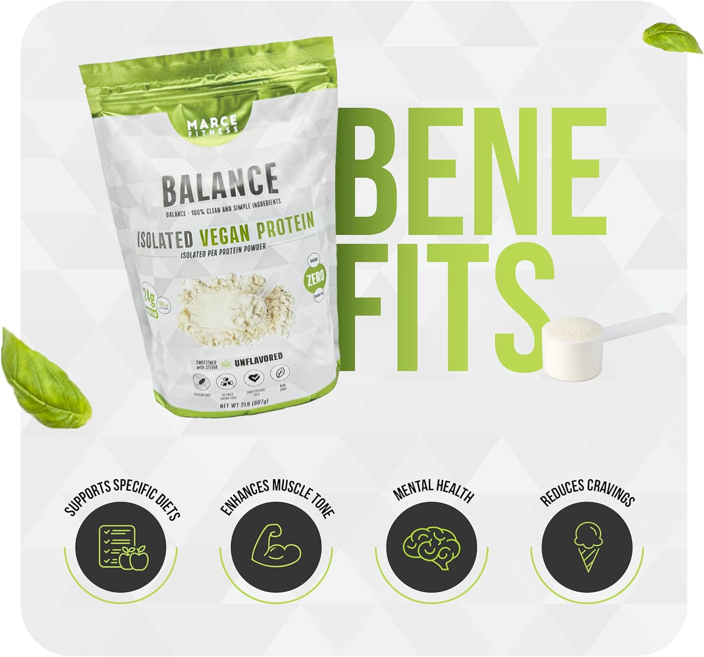 MARCE FITNESS Vegan Isolated Protein Powder - Unflavored 2lbs