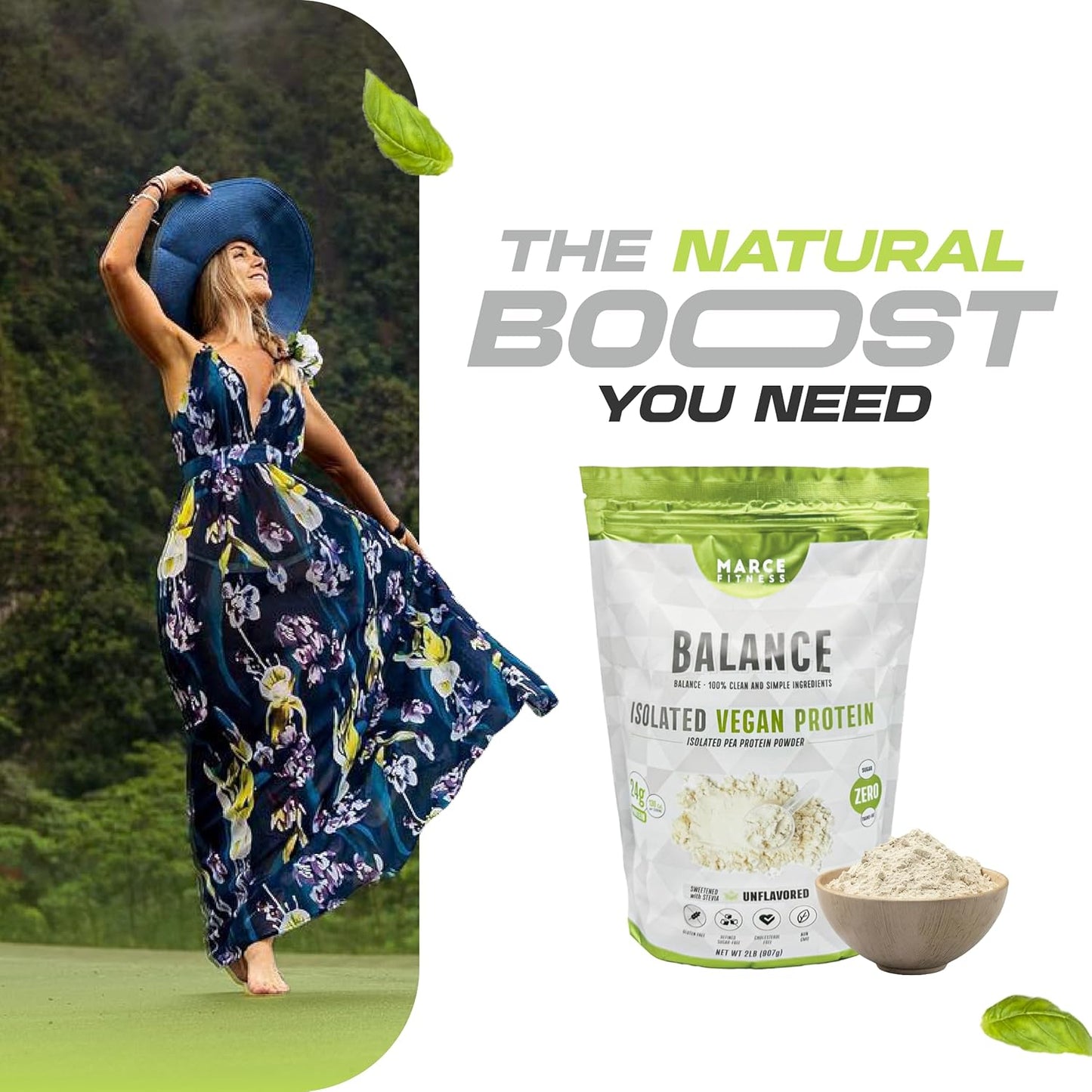 MARCE FITNESS Vegan Isolated Protein Powder - Unflavored 2lbs