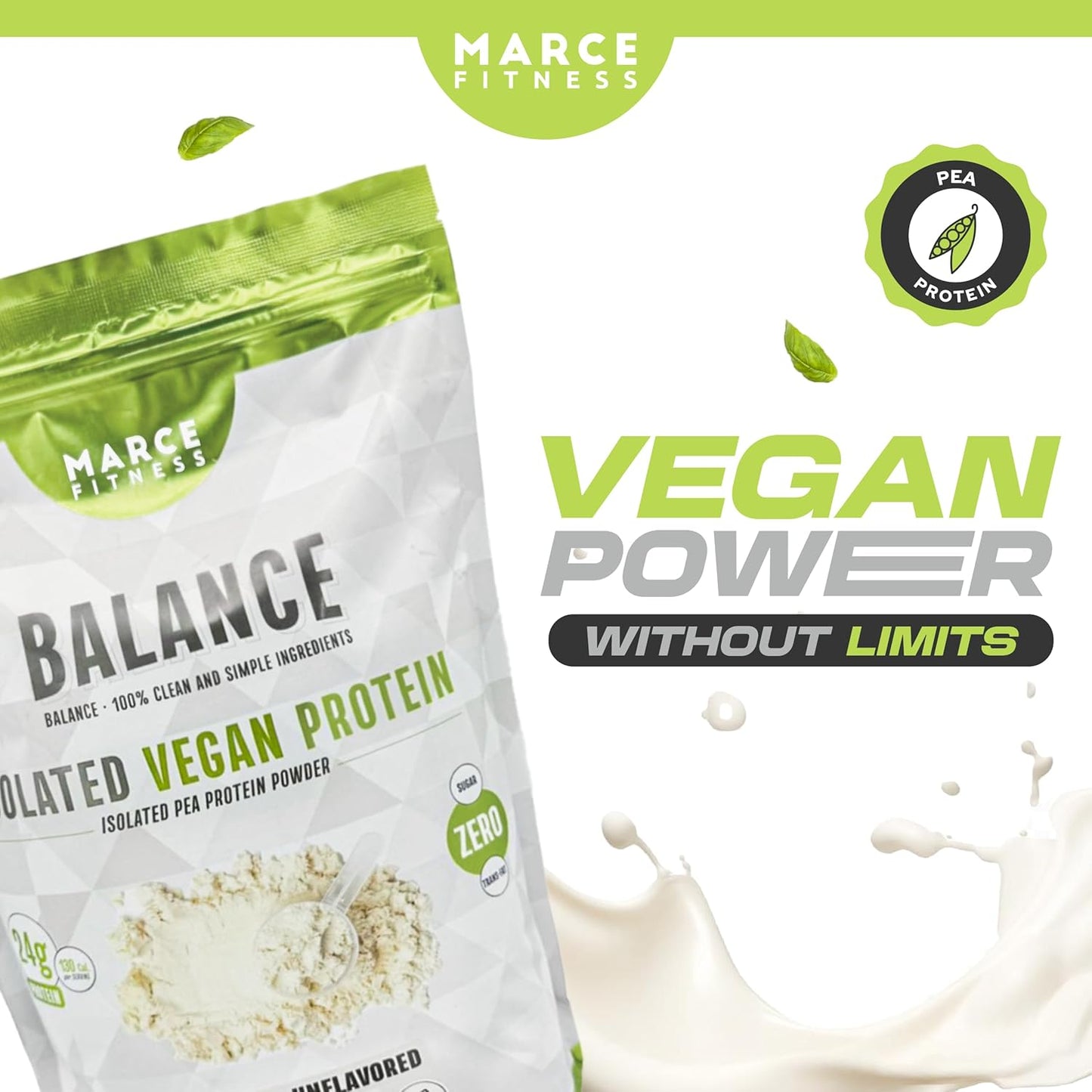 MARCE FITNESS Vegan Isolated Protein Powder - Unflavored 2lbs