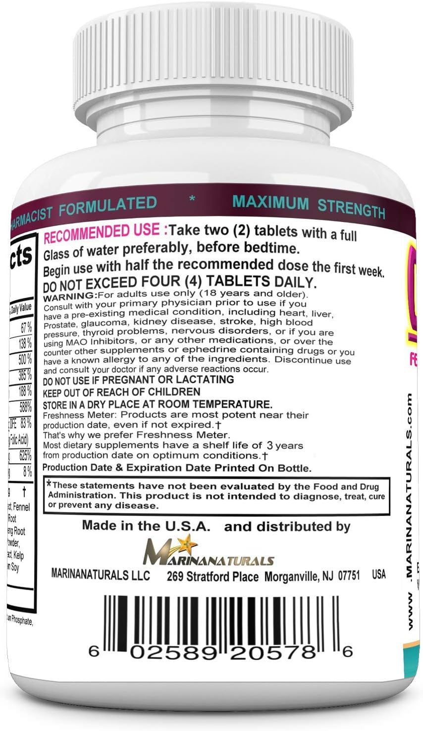 MARINANATURALS CURVIMAX Female Breast Enhancement Pills - 60 Tablets for Enlargement