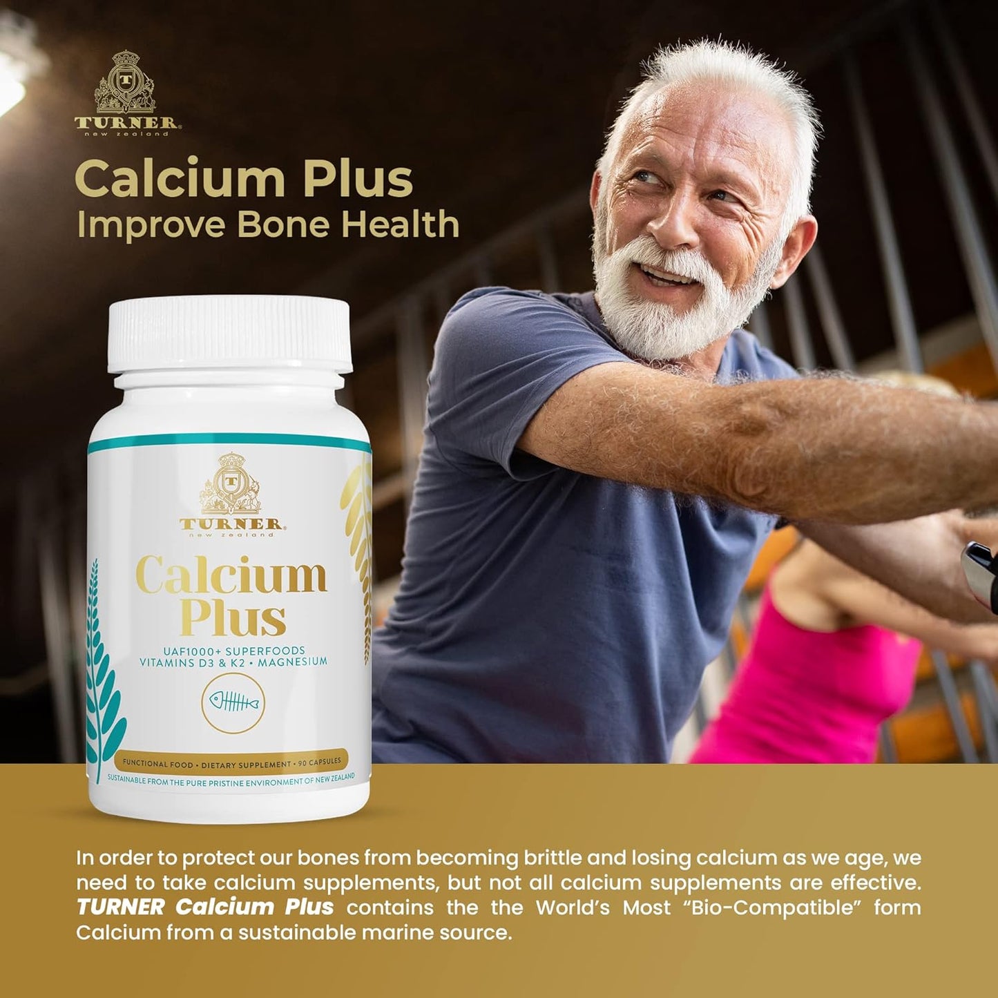 Marine Calcium Supplement with UAF1000+ Antioxidant for Bone & Joint Health - 2 Bottles, 180 caps