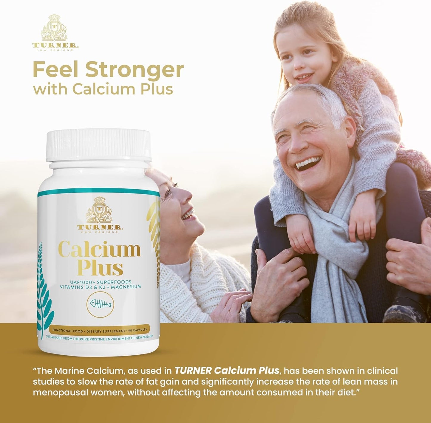 Marine Calcium Supplement with UAF1000+ Antioxidant for Bone & Joint Health - 2 Bottles, 180 caps