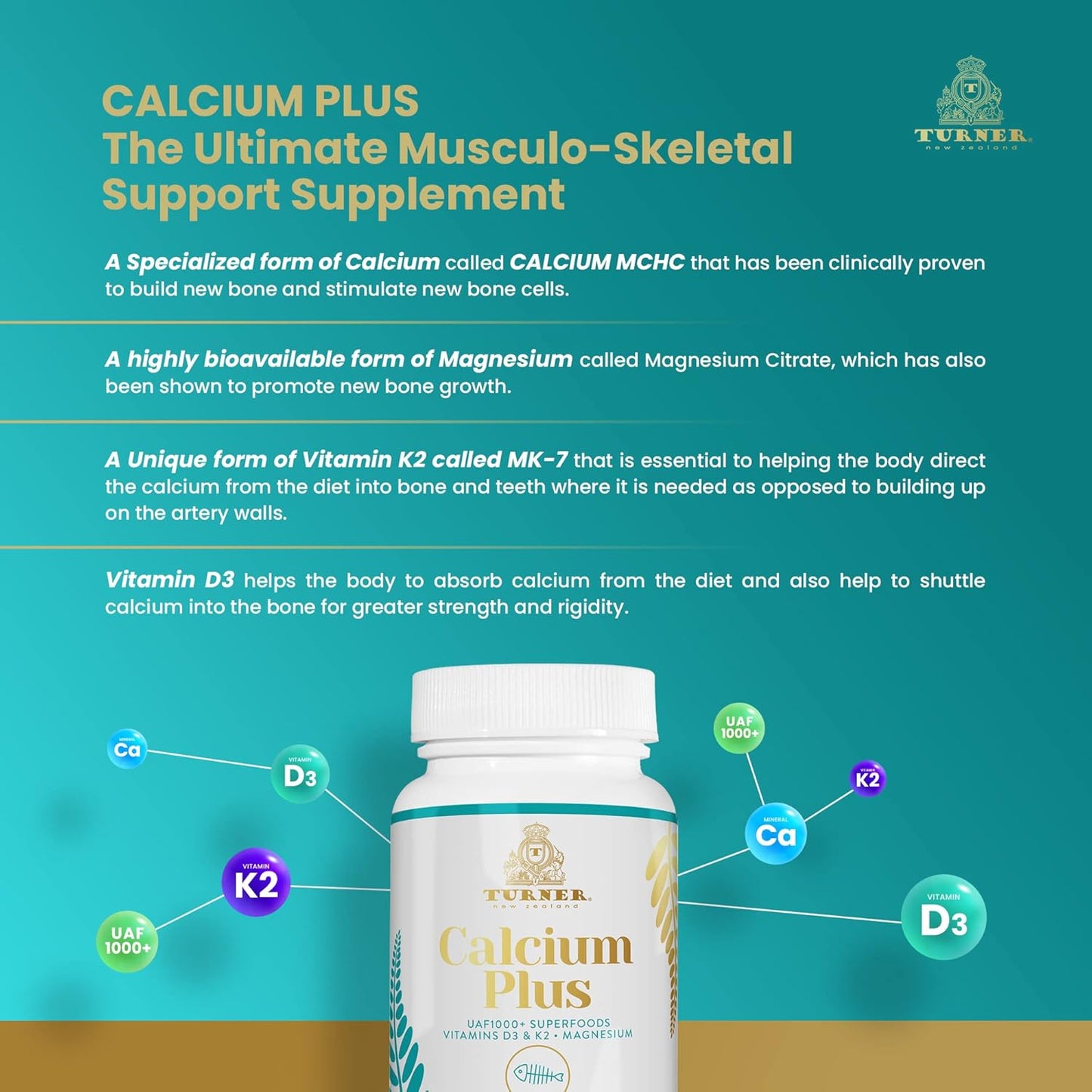 Marine Calcium Supplement with UAF1000+ Antioxidant for Bone & Joint Health - 2 Bottles, 180 caps