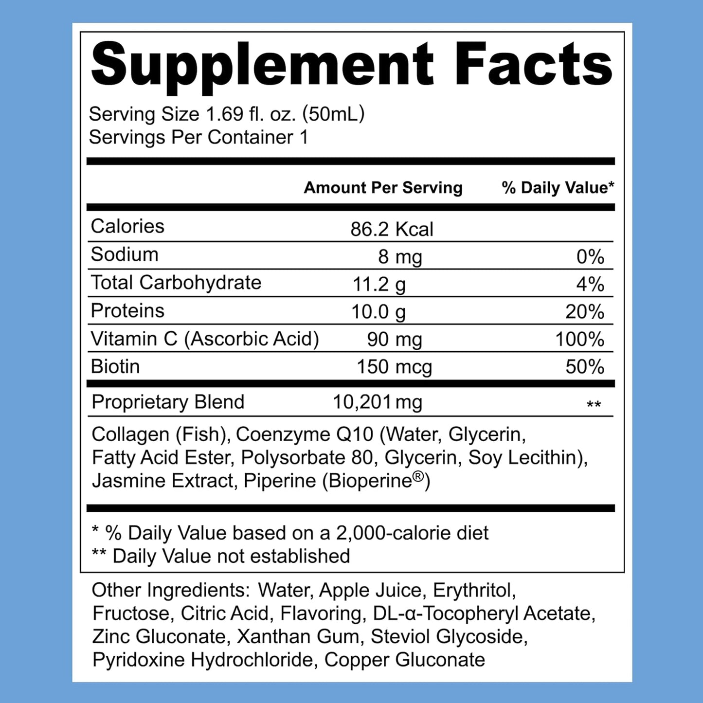 Marine Collagen Liquid Drink for Women - Hair Growth, Skin Repair, Mood & Sleep - 1.69 Fl Oz (Pack of 30) - Supports Joints & Bones