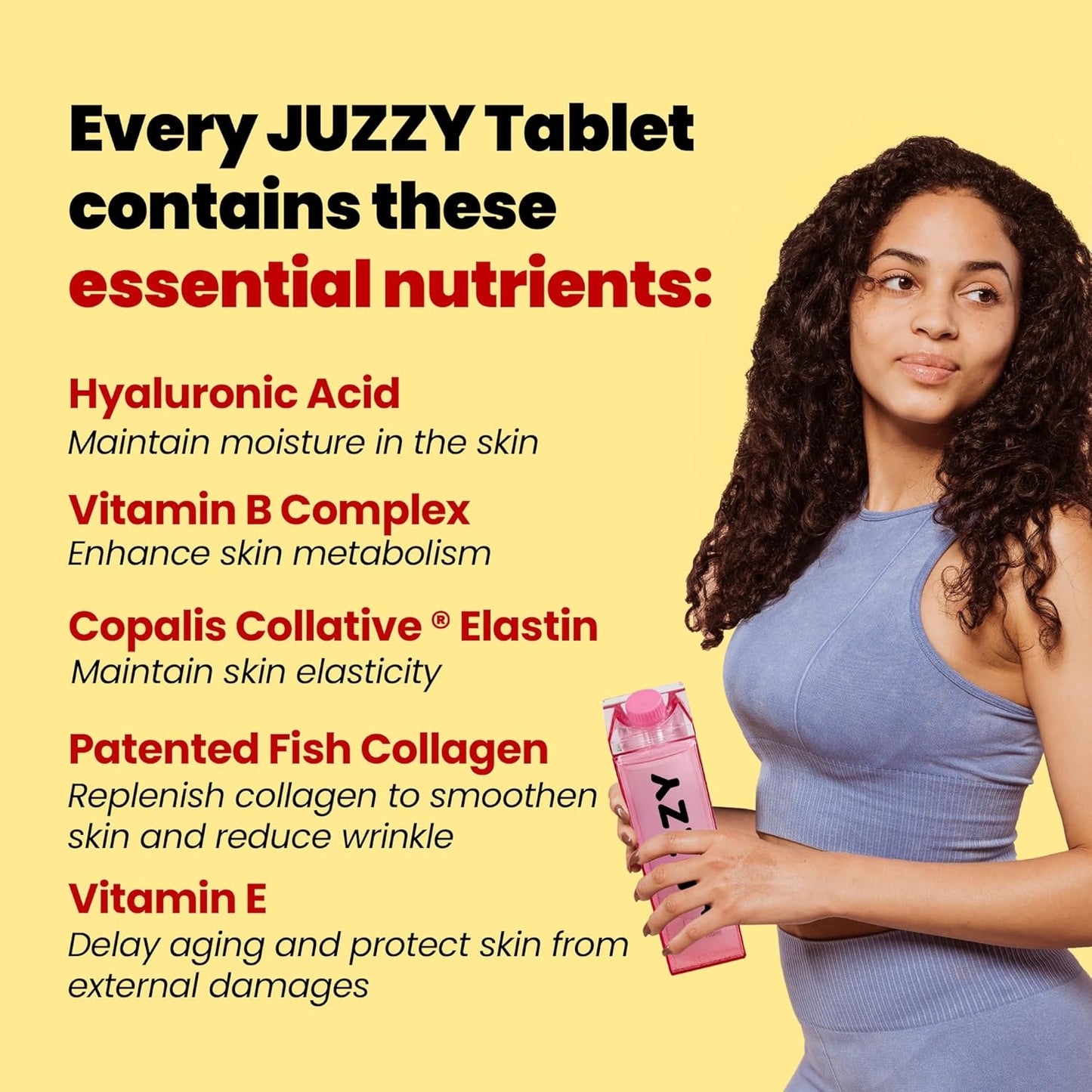 Marine Collagen Peptide Effervescent Tablets for Skin, Hair, Nails & Joints - Vitamin E, C & Biotin Supplement - 2 Boxes, 60 Tablets