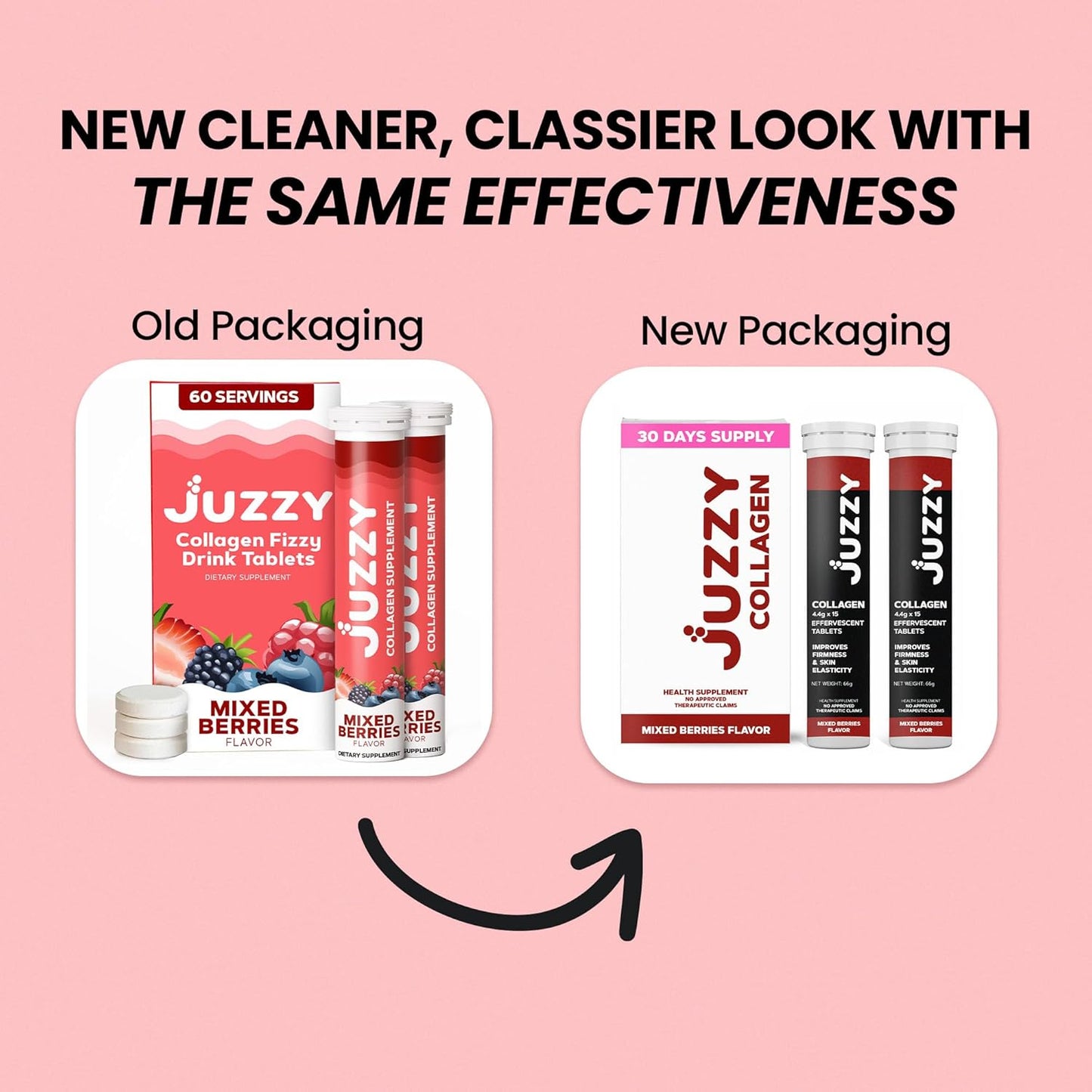 Marine Collagen Peptide Effervescent Tablets for Skin, Hair, Nails & Joints - Vitamin E, C & Biotin Supplement - 2 Boxes, 60 Tablets