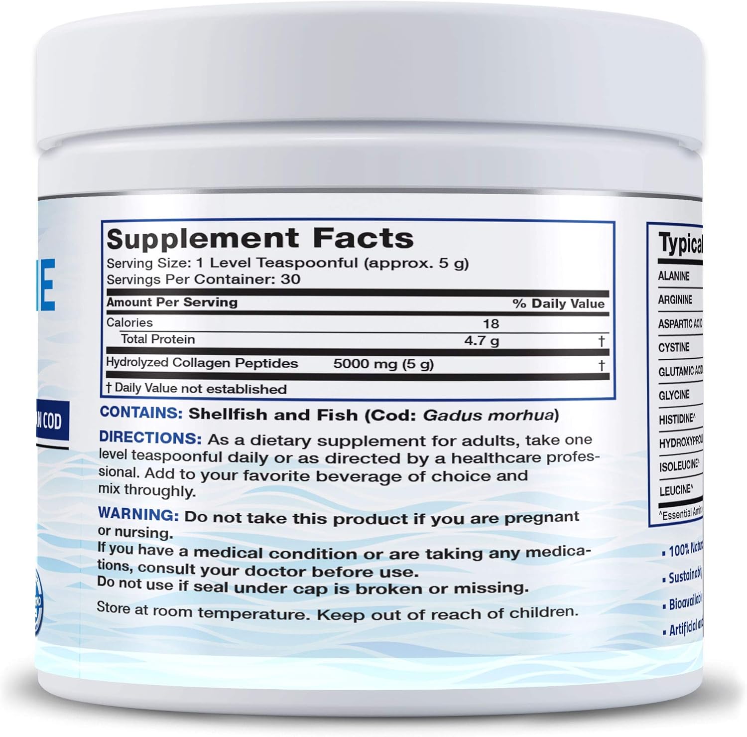 Marine Collagen Peptides Protein Powder + Antarctic Krill Oil 1000mg Omega-3 EPA DHA