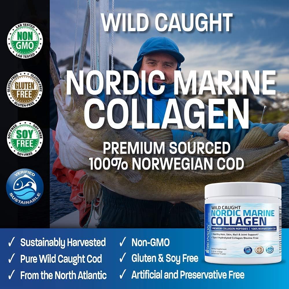 Marine Collagen Peptides Protein Powder + Antarctic Krill Oil 1000mg Omega-3 EPA DHA