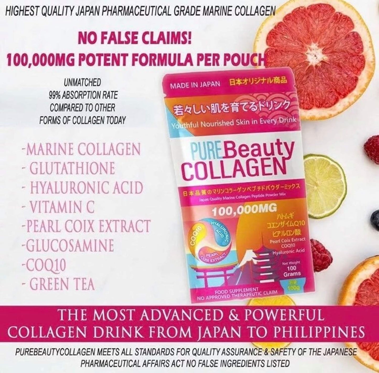 Marine Collagen Powder Mix - 100,000mg of Pure Beauty Collagen