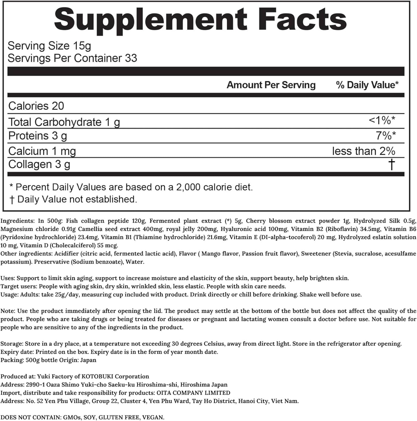 Marine Fish Tuna Collagen Drink with 82X Classic Collagen Peptides for Skin, Hair, and Nails - Japanese Formula with Fermented Plants, Vitamins, and Minerals