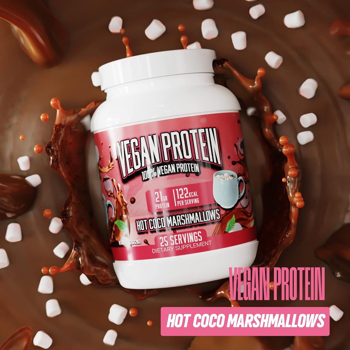 Marshmallow Madness Vegan Protein Powder - 20g Plant-Based Protein Per Serving, Gluten Free - Huge Supplements