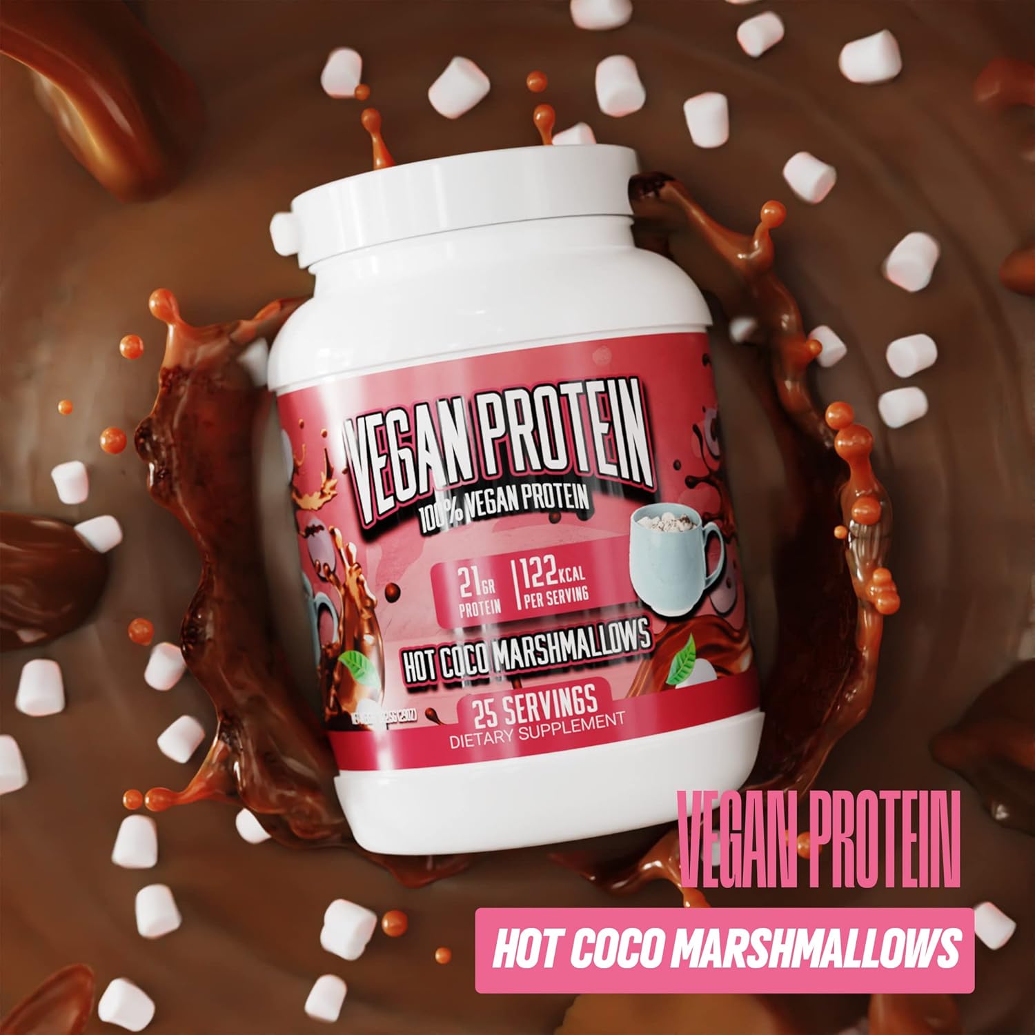 Marshmallow Madness Vegan Protein Powder - 20g Plant-Based Protein Per Serving, Gluten Free - Huge Supplements