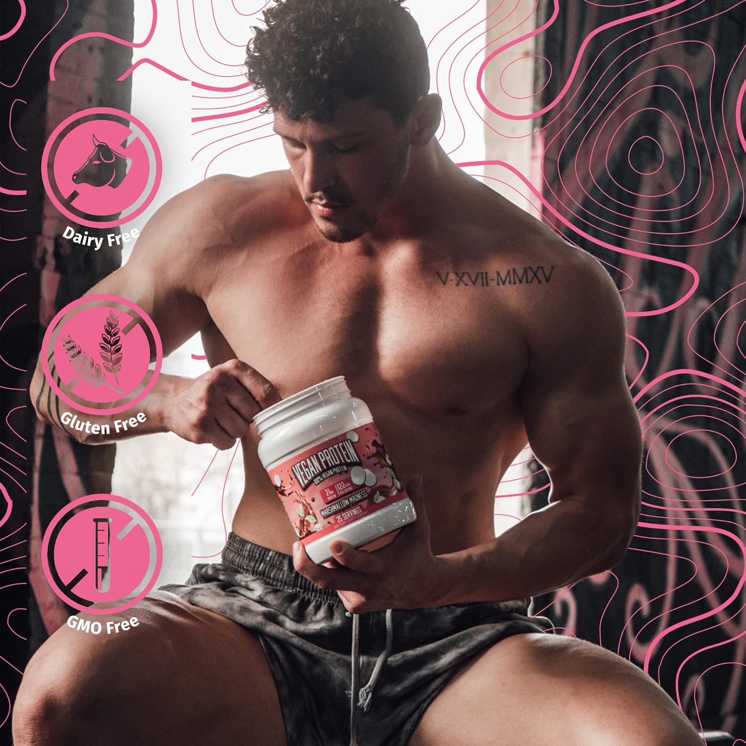 Marshmallow Madness Vegan Protein Powder - 20g Plant-Based Protein Per Serving, Gluten Free - Huge Supplements