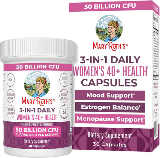 MaryRuth Organics 40+ Women's Probiotic Supplement | 3-in-1 Daily Health | Estrogen Support | 50 Billion CFU | Clinically Tested | Allergen-Free | 30 Count