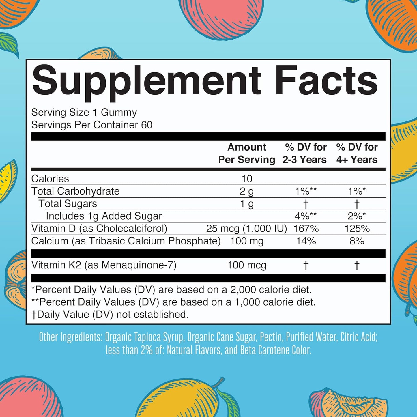 MaryRuth Organics Calcium Gummies with Vitamin D3 & K2 - 2 Month Supply, Supports Bone Health & Joints, Vegan, Non-GMO - 60 Count
