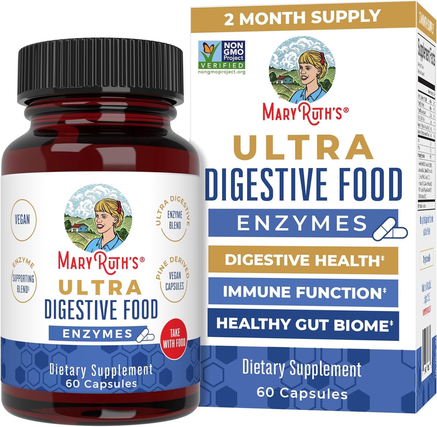 MaryRuth Organics Digestive Enzymes Capsules | Supports Gut Health & Immune System | Vegan Supplement | 60 Count | 2 Month Supply