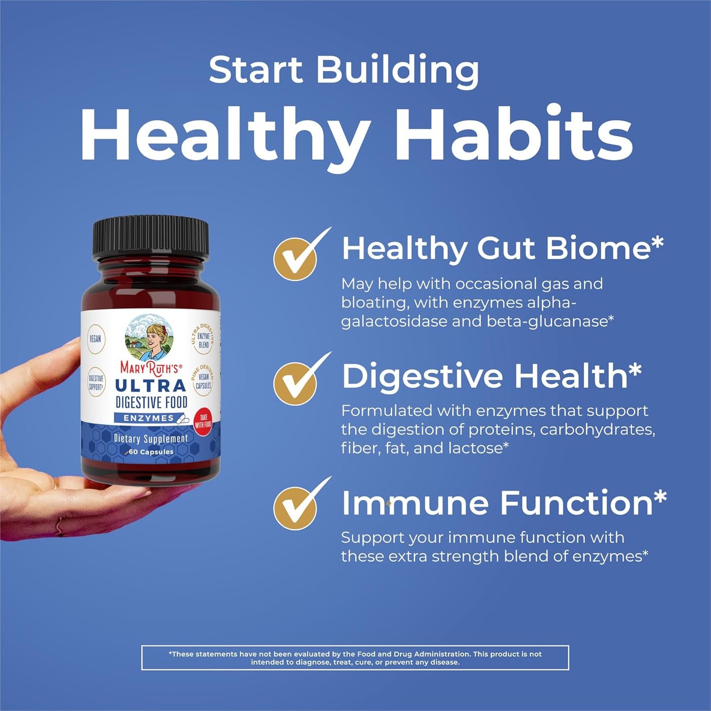 MaryRuth Organics Digestive Enzymes Capsules | Supports Gut Health & Immune System | Vegan Supplement | 60 Count | 2 Month Supply