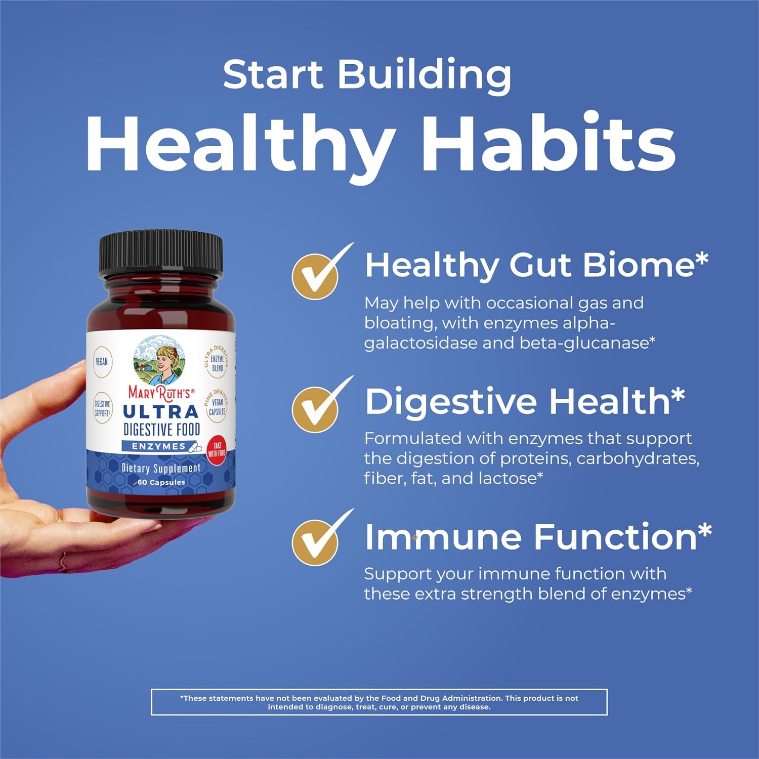 MaryRuth Organics Digestive Enzymes Capsules | Supports Gut Health & Immune System | Vegan Supplement | 60 Count | 2 Month Supply