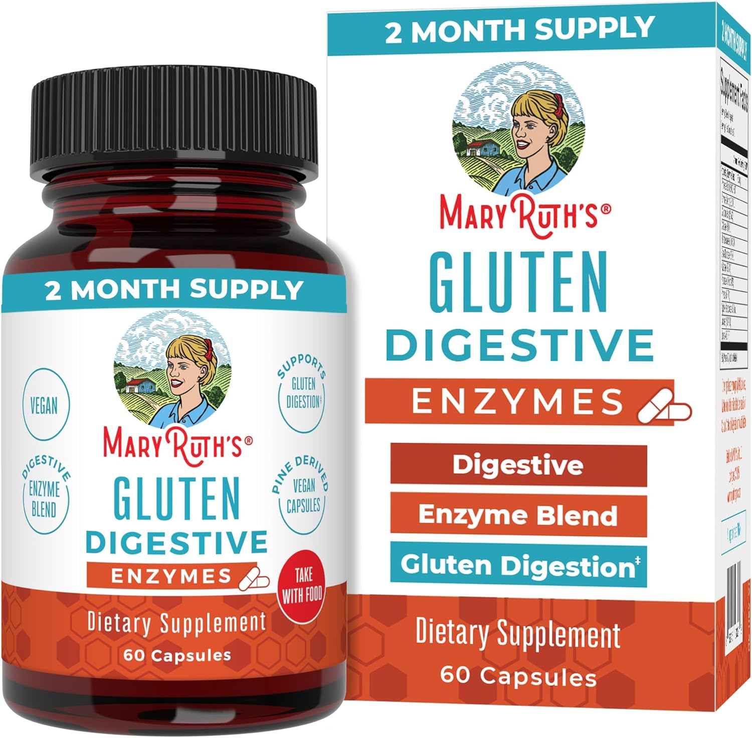 MaryRuth Organics Gluten Enzymes Capsules | 60 Capsules | Vegan Enzyme Supplement for Gut Health & Nutrient Absorption | Gluten Digestion | Gluten-Free | Up to 2 Month Supply