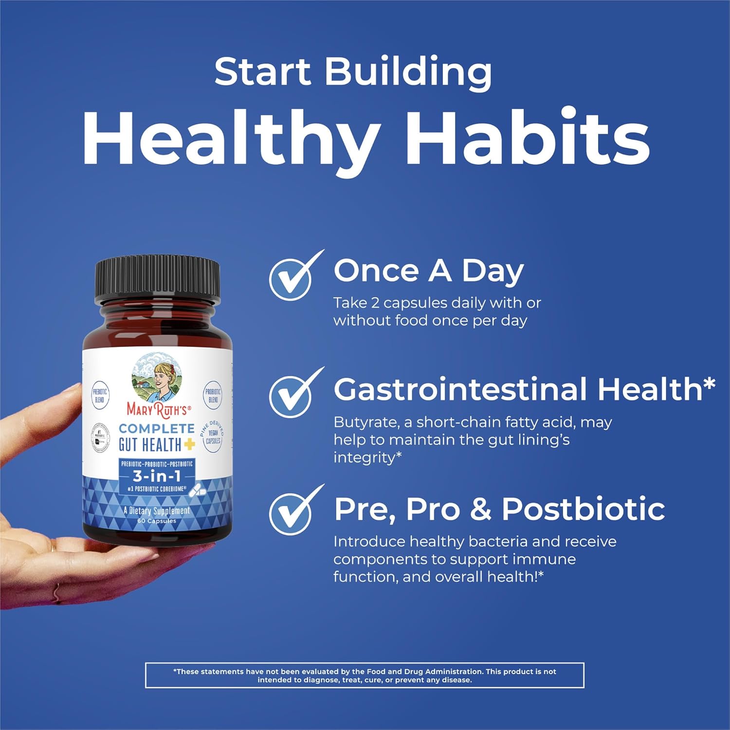 MaryRuth Organics Gut Health Probiotics: Women & Men Supplement for Immune Support & Digestion - 50 Billion CFU - 30 Count