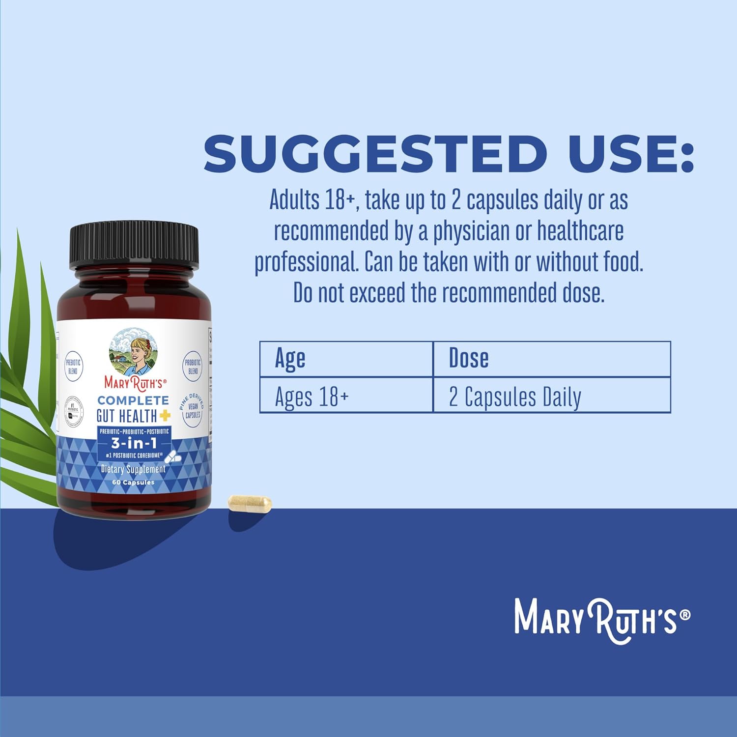 MaryRuth Organics Gut Health Probiotics: Women & Men Supplement for Immune Support & Digestion - 50 Billion CFU - 30 Count