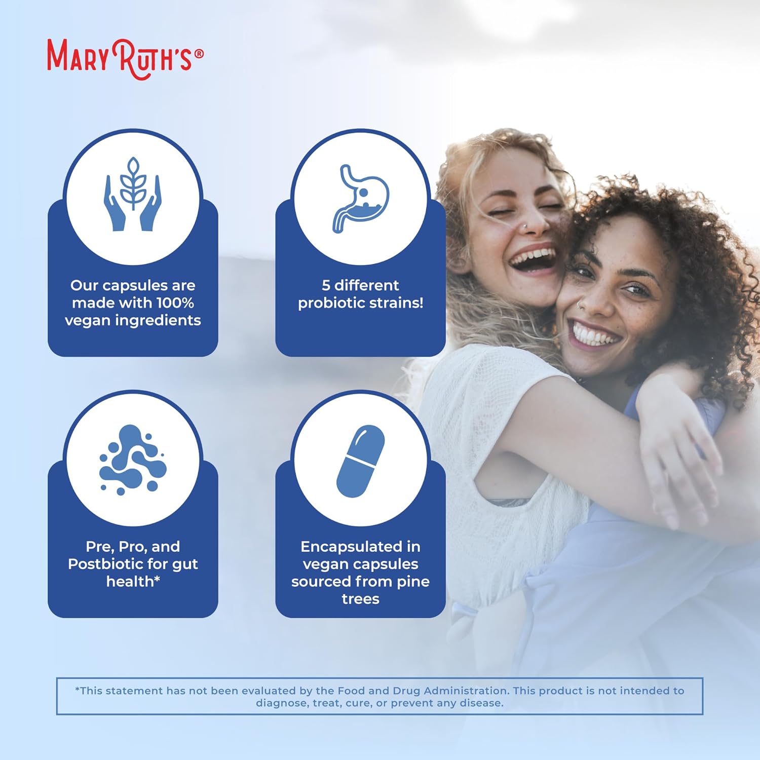 MaryRuth Organics Gut Health Probiotics: Women & Men Supplement for Immune Support & Digestion - 50 Billion CFU - 30 Count