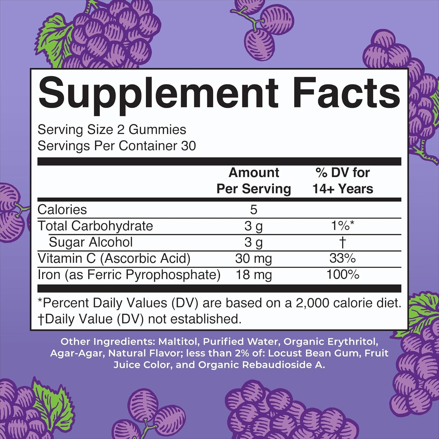 MaryRuth Organics Iron Gummy Supplements for Adults - 60 Count | Vegan Iron Supplement with Vitamin C for Immune Support | Sugar-Free Iron Deficiency Solution