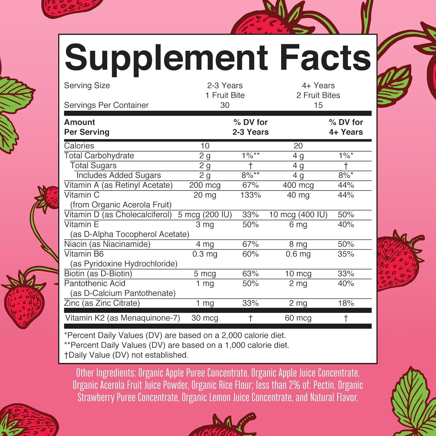 MaryRuth Organics Kids Multivitamin Fruit Bites for Ages 1+, Immune Support Supplement with Vitamin D & C, Vegan, 30 Servings