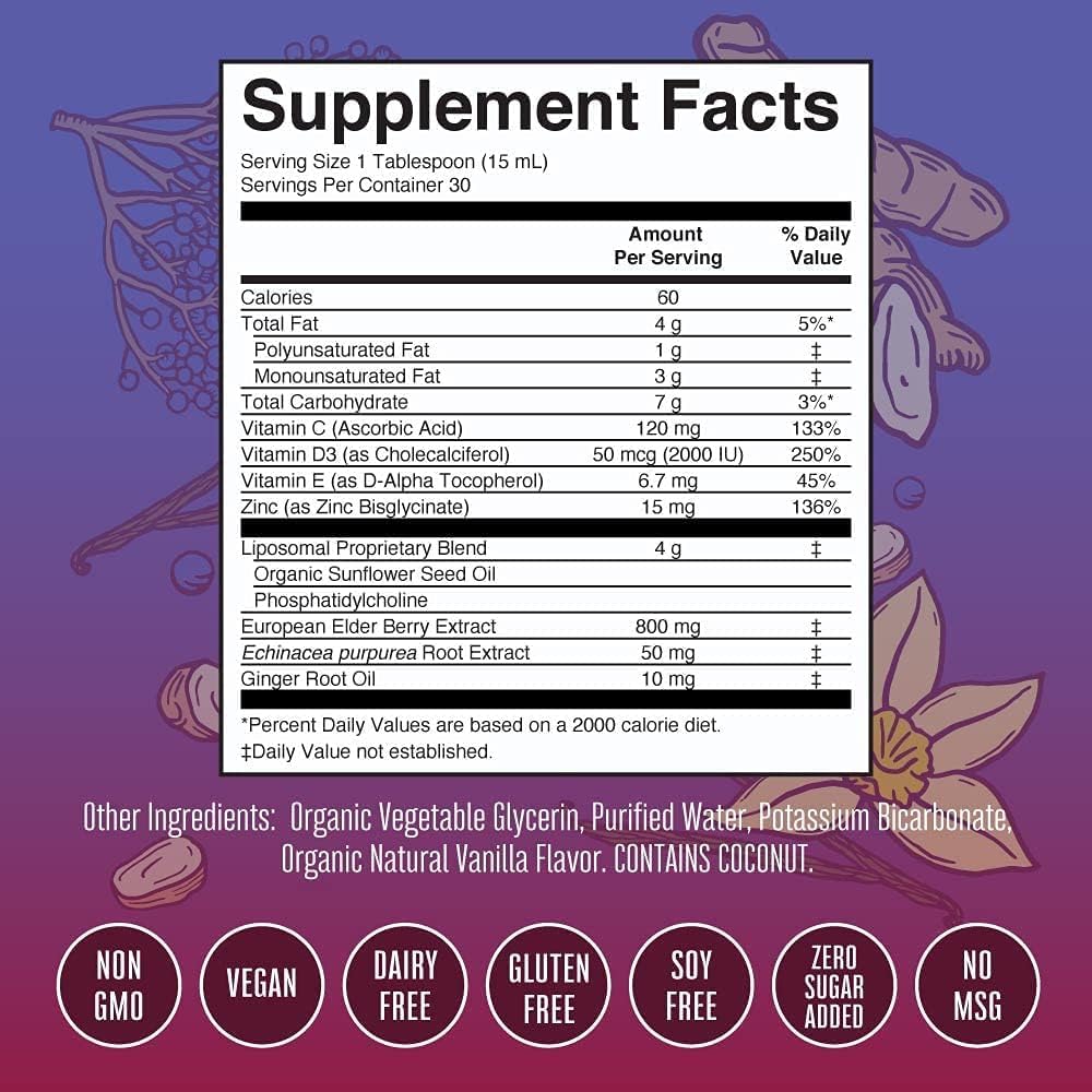 MaryRuth Organics Liposomal Lysine & Immunity Vitamins | Snickerdoodle & Ginger Vanilla Flavors | Clean Label Project Verified | Vegan & Non-GMO