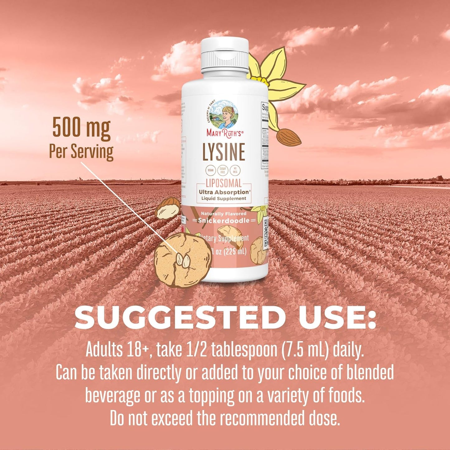 MaryRuth Organics Liposomal Lysine & Immunity Vitamins | Snickerdoodle & Ginger Vanilla Flavors | Clean Label Project Verified | Vegan & Non-GMO