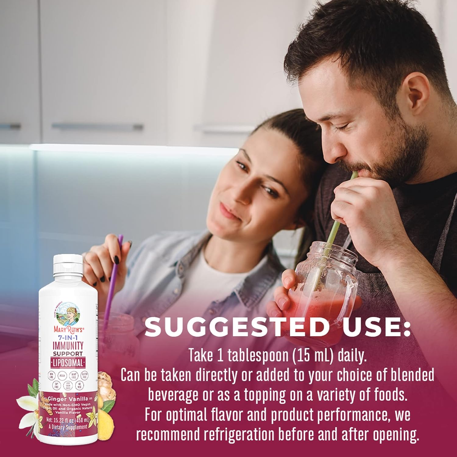 MaryRuth Organics Liposomal Lysine & Immunity Vitamins | Snickerdoodle & Ginger Vanilla Flavors | Clean Label Project Verified | Vegan & Non-GMO