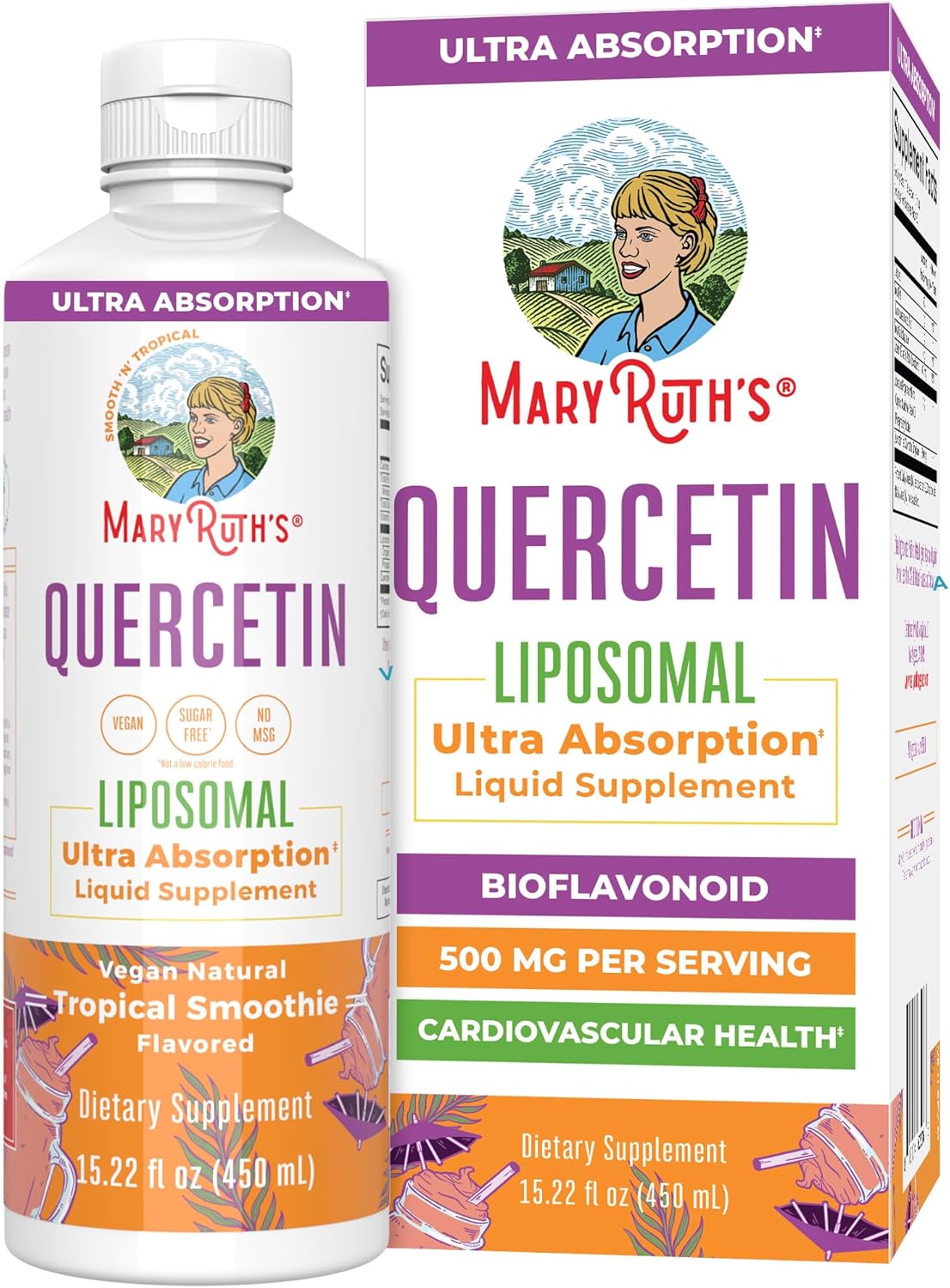 MaryRuth Organics Liquid Quercetin 500mg for Immune Support | Sugar-Free Inflammation Supplement | Vegan Non-GMO Gluten-Free | 15.22 Fl Oz Bottle