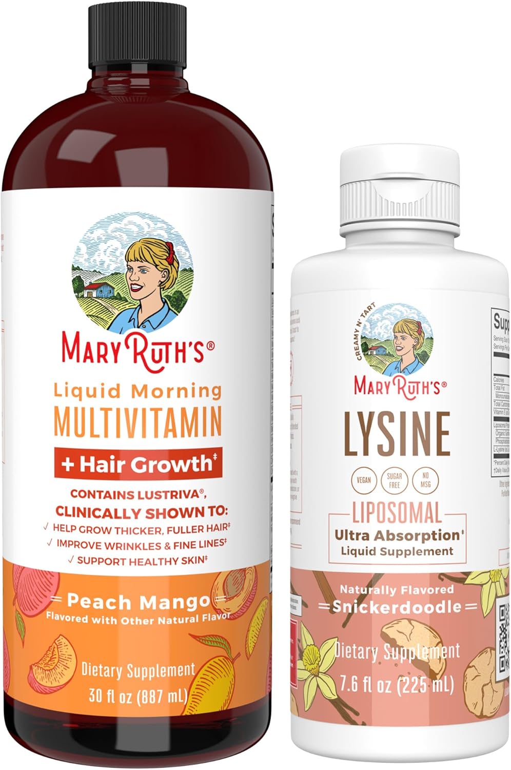 MaryRuth Organics Lysine Liposomal & Multivitamin Liquid (Snickerdoodle) for Immune Support, Hair Growth, and Overall Health - Vegan, Non-GMO, Gluten Free - Clean Label Project Verified