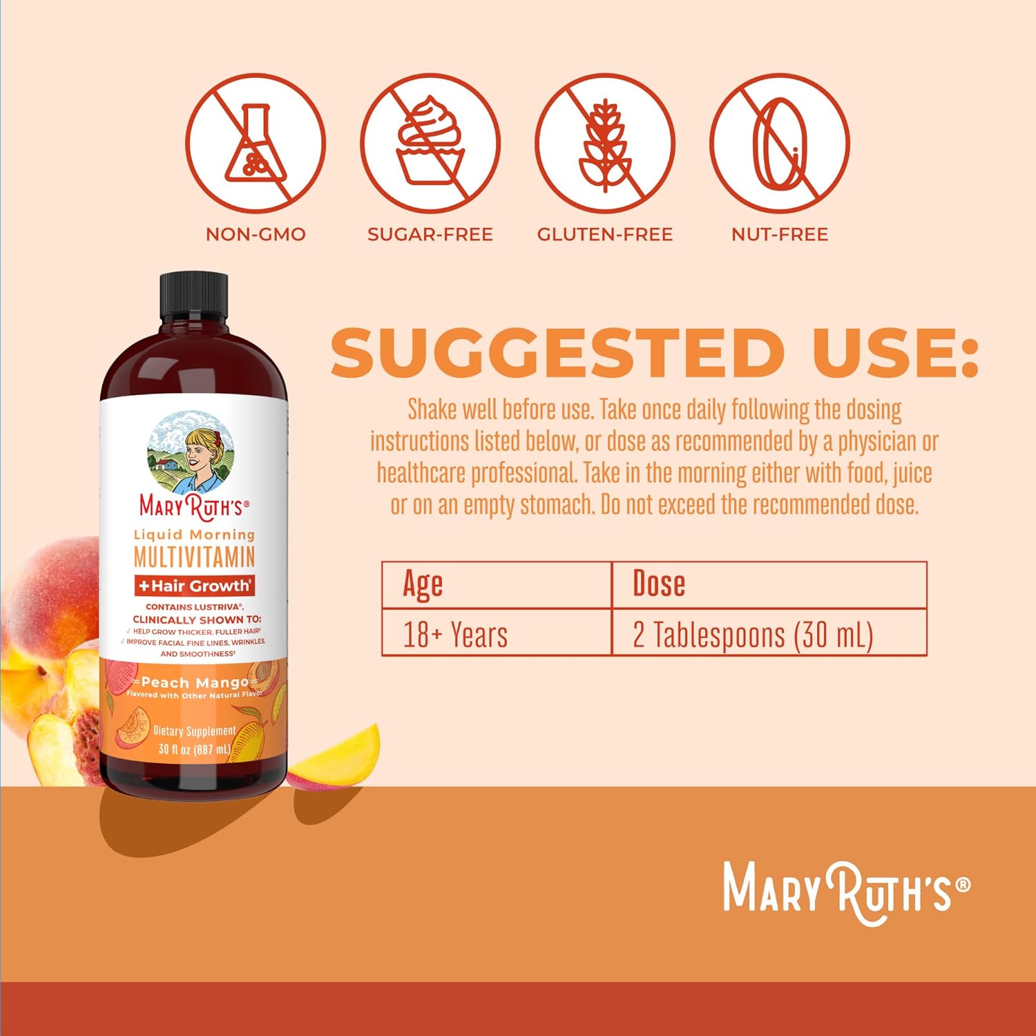 MaryRuth Organics Lysine Liposomal & Multivitamin Liquid (Snickerdoodle) for Immune Support, Hair Growth, and Overall Health - Vegan, Non-GMO, Gluten Free - Clean Label Project Verified