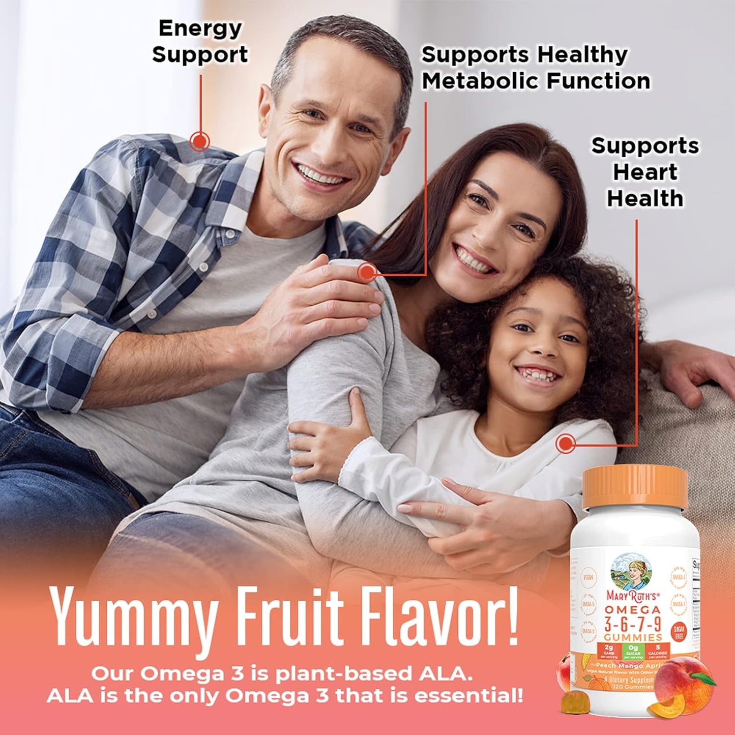 MaryRuth Organics Omega Gummies - Essential Fatty Acids Supplement, 120 Count