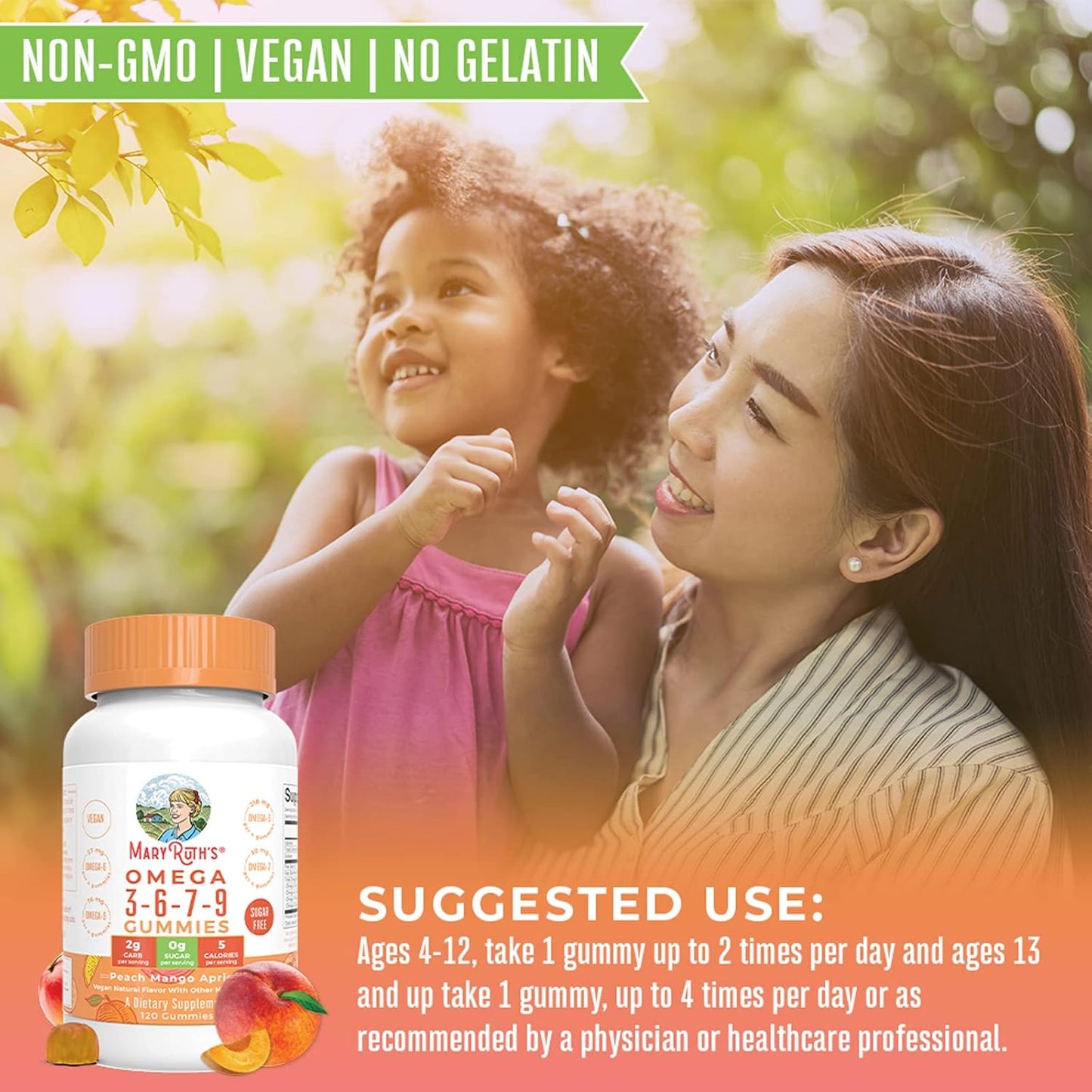 MaryRuth Organics Omega Gummies - Essential Fatty Acids Supplement, 120 Count