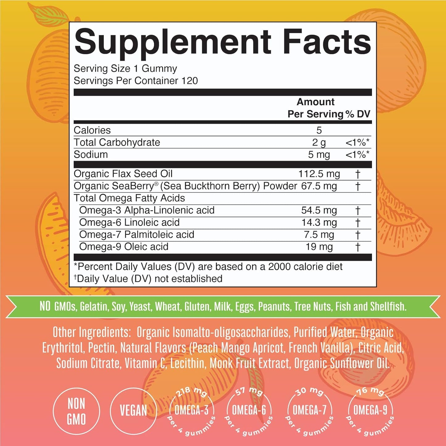 MaryRuth Organics Omega Gummies - Essential Fatty Acids Supplement, 120 Count