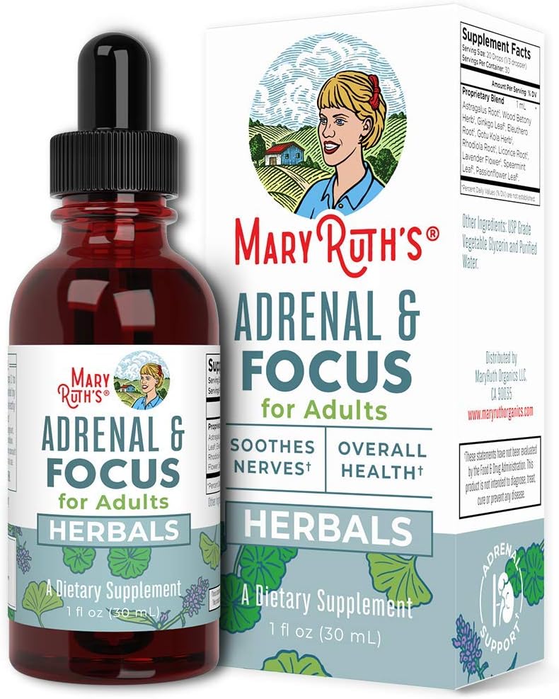 MaryRuth Organics Probiotic & Adrenal Health Bundle for Women, Men, and Kids - Digestive & Gut Health, Cortisol Balance, Stress Relief, Focus Nootropic Support - 2-Pack Supplement