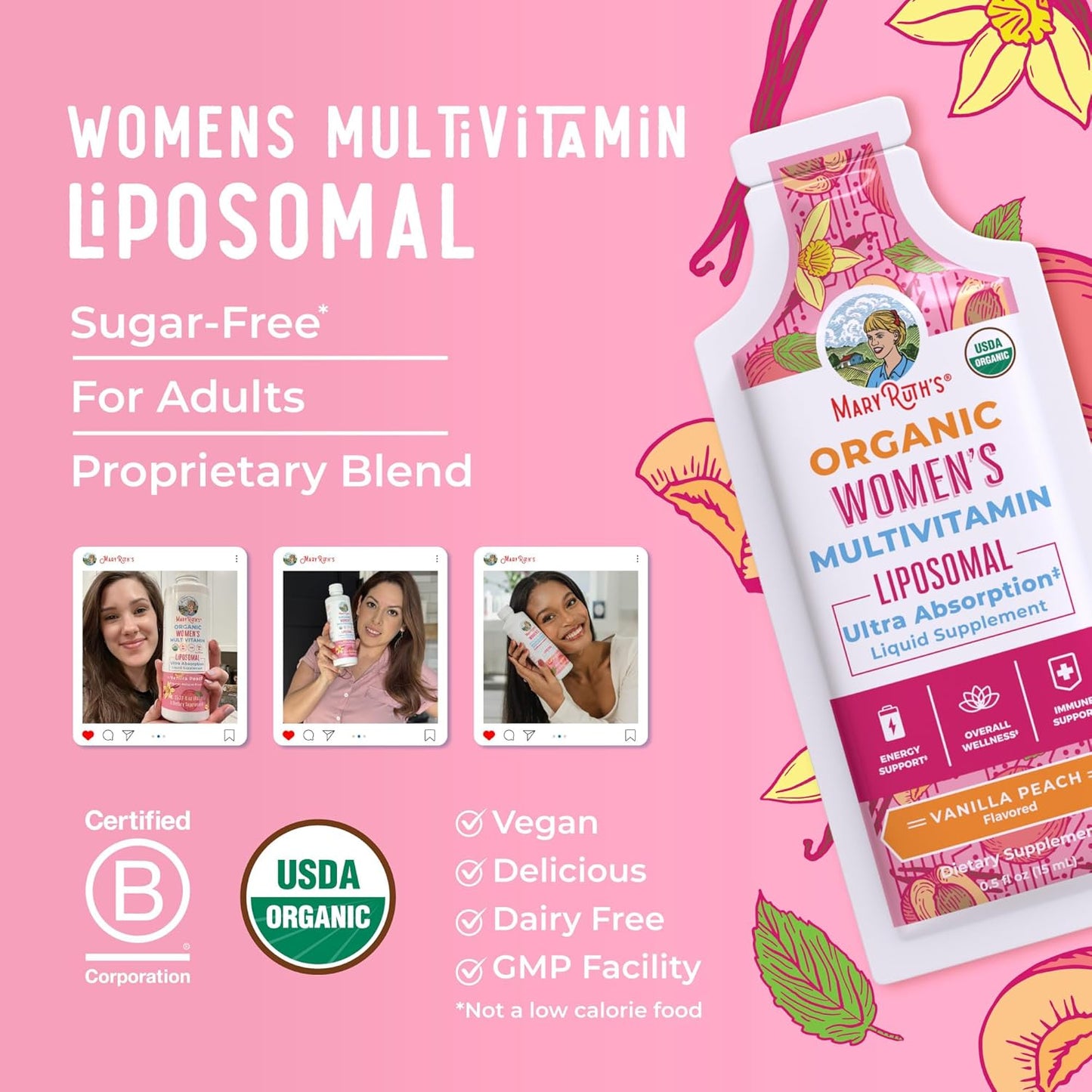 MaryRuth Organics Women's Immune Support Multivitamin with Ashwagandha - Liquid, Sugar Free, Vegan, Non-GMO - 14 Servings