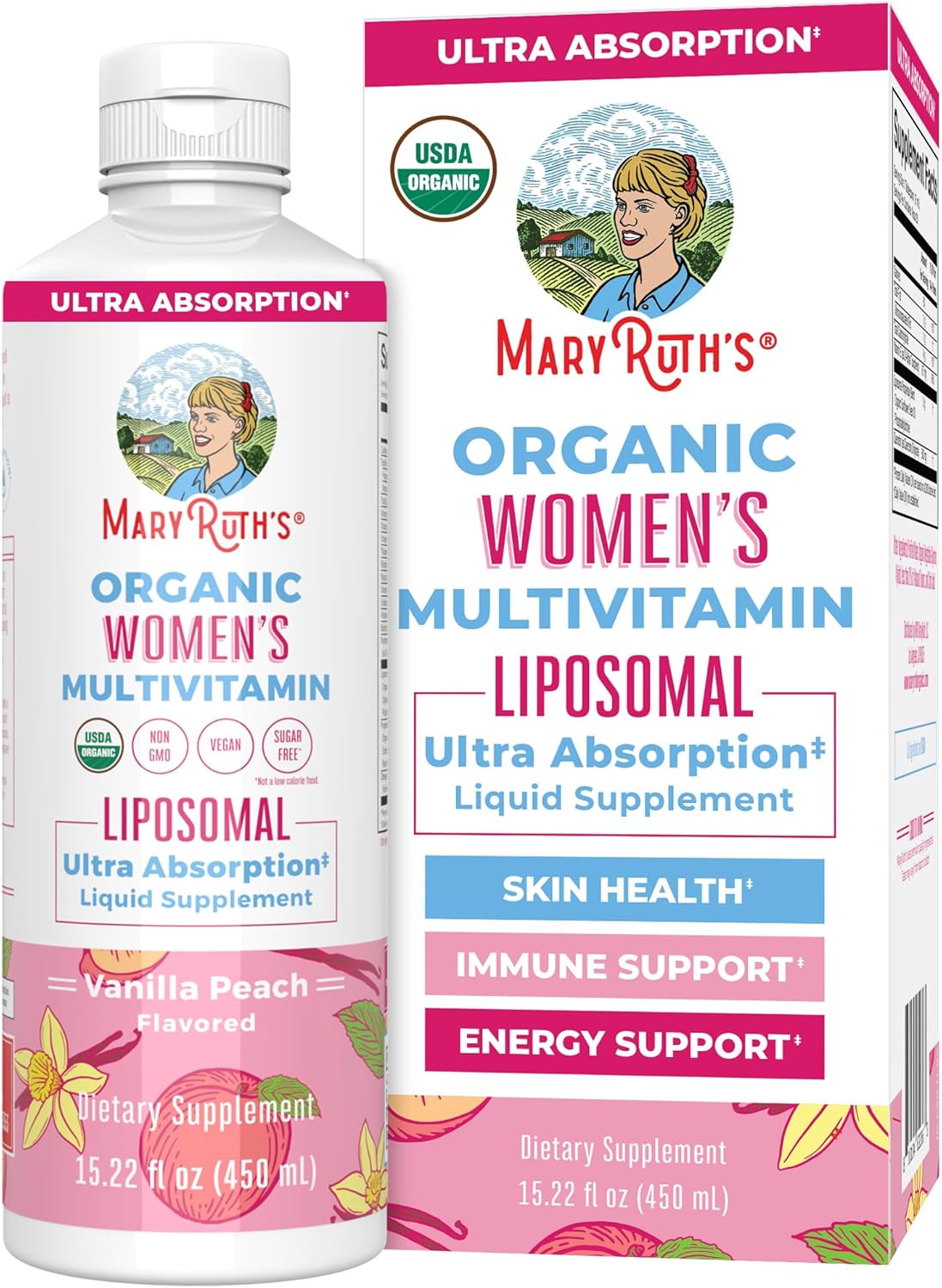 MaryRuth Organics Women's Liquid Multivitamin with Ashwagandha and Methylfolate - Immune Support, Organic, Vegan, Non-GMO - 15.22 Fl Oz