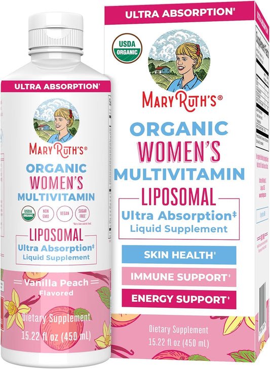MaryRuth Organics Women's Liquid Multivitamin with Ashwagandha and Methylfolate - Immune Support, Organic, Vegan, Non-GMO - 15.22 Fl Oz