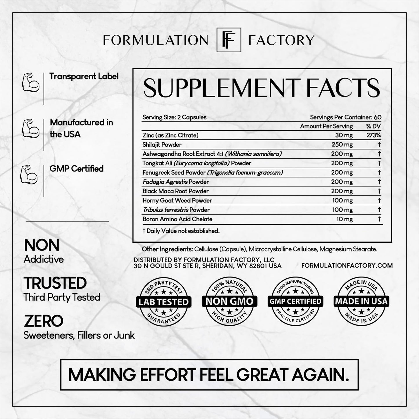 Masculinity Maximizer Supplement for Men - Shilajit, Tongkat Ali, Ashwagandha, Fenugreek - Muscle Growth, Energy, Drive, Strength, Recovery - 2 Month Supply
