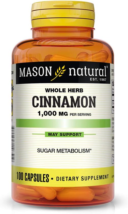 MASON NATURAL Cinnamon Capsules 1000mg - 300 Count Herbal Dietary Supplement Pack