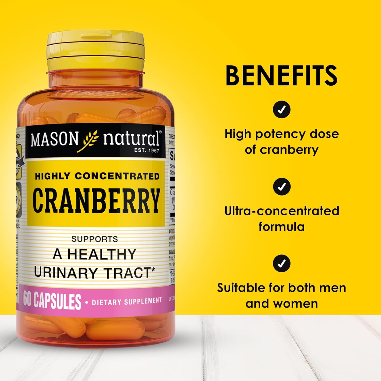 MASON NATURAL Cranberry 900mg Highly Concentrated Capsules - 3 Month Supply for Urinary Tract Health - Antioxidant Support - Pack of 3