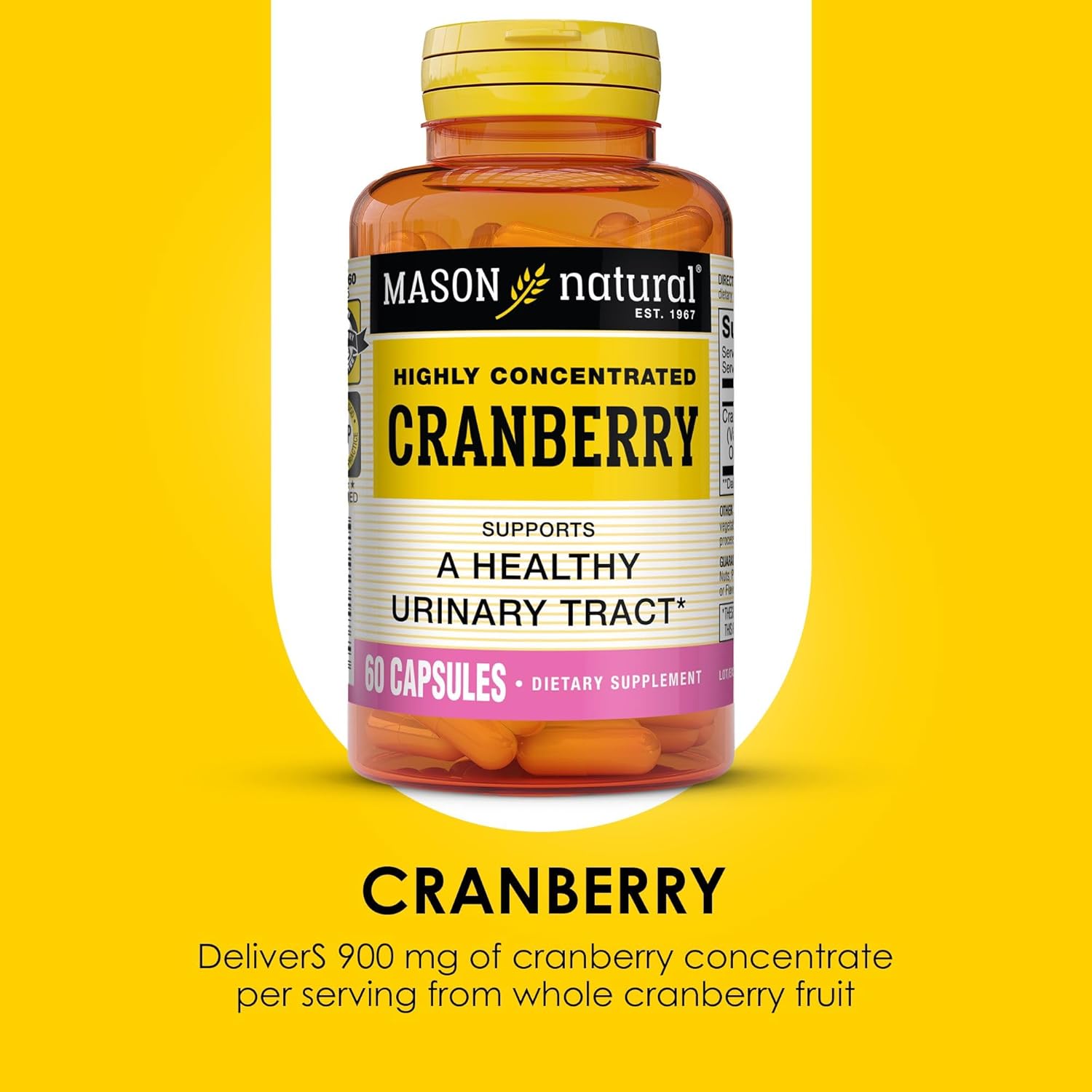 MASON NATURAL Cranberry Extract 900 mg - Antioxidant & Immune Support - Healthy Urinary Tract - 30 Day Supply