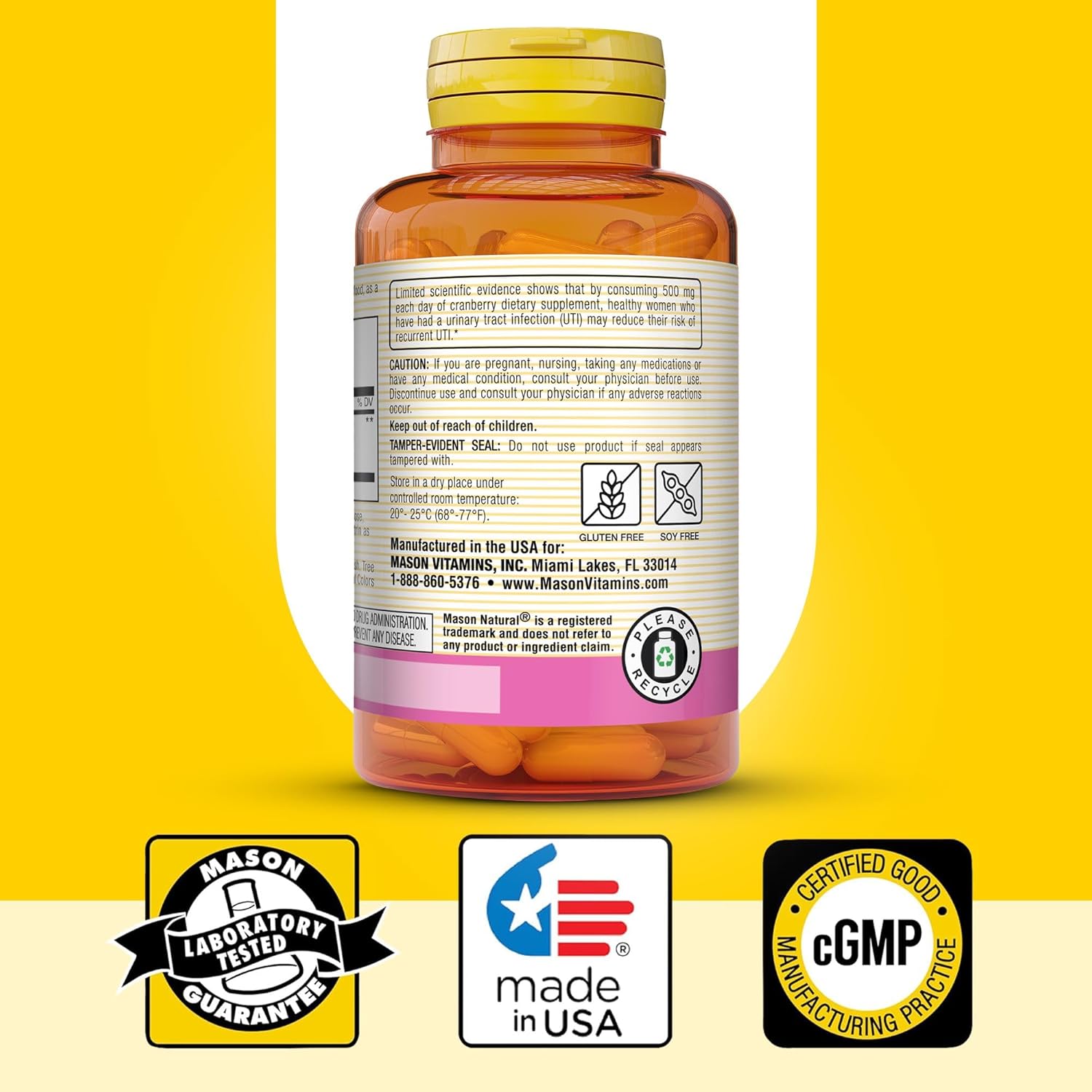 MASON NATURAL Cranberry Extract 900 mg - Antioxidant & Immune Support - Healthy Urinary Tract - 30 Day Supply