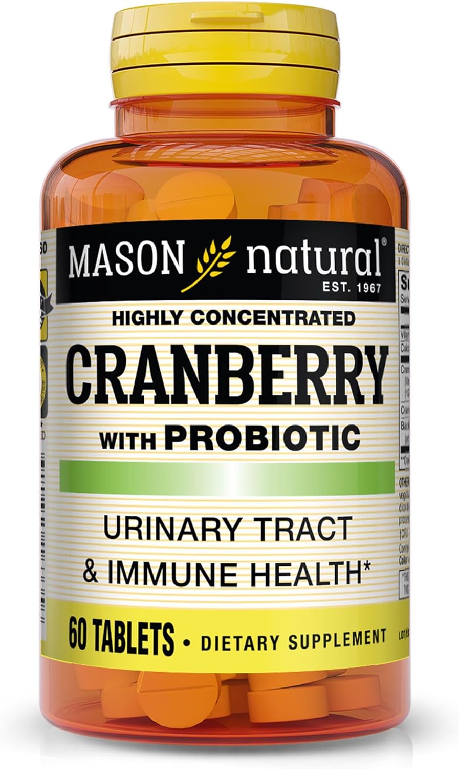 MASON NATURAL Cranberry Probiotic Tablets - 2 Month Supply for Immune & Urinary Health