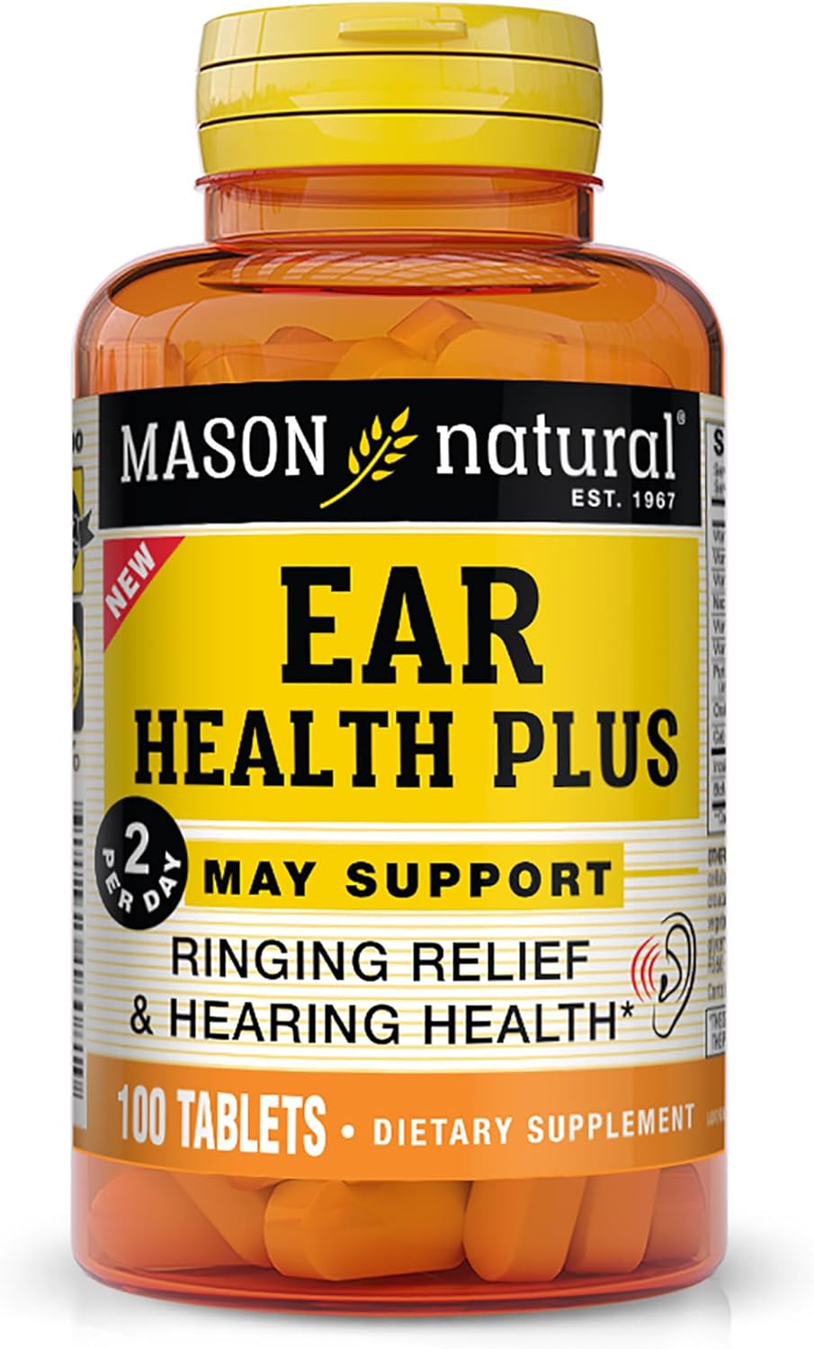 MASON NATURAL Ear Health Plus Supplement with B Vitamins - 50 Day Supply for Normal Ear Health and Ringing Relief